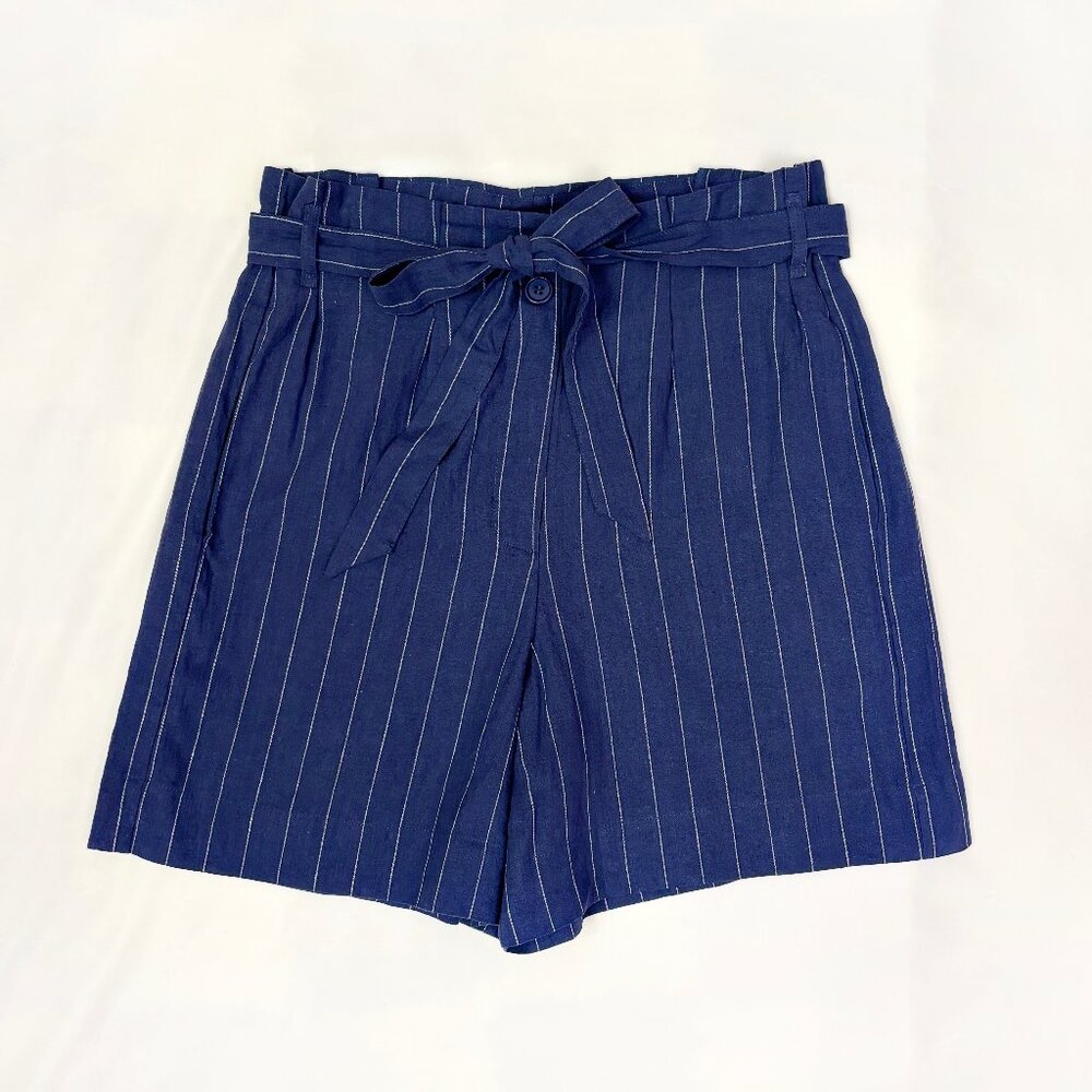 Princess Highway pinstripe blue shorts with waist-tie size US 8 NWT